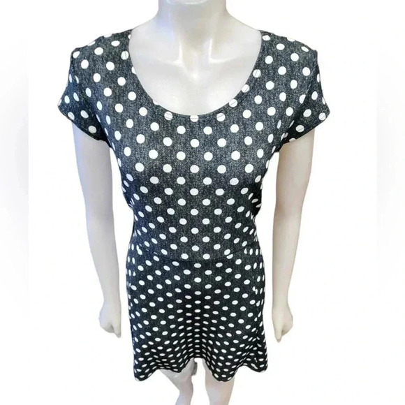 Vamp By Laura Blue  White Polka Dot Short Sleeve Mini Dress Size Large - Picture 2 of 7